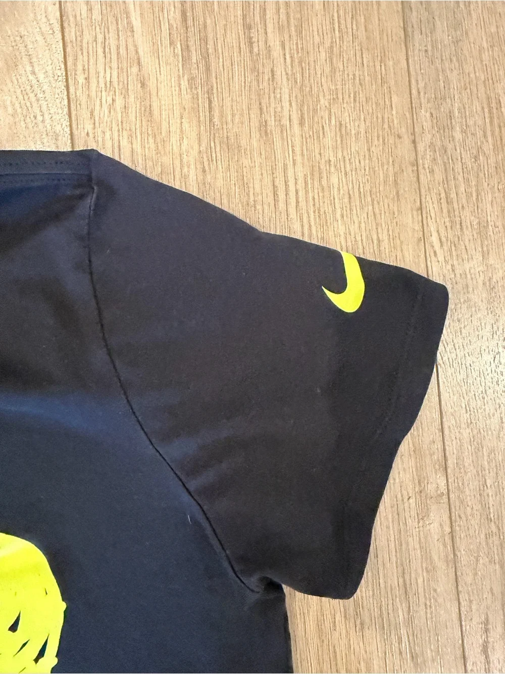 Nike Black Short Sleeve Tee with Neon Yellow Mustache Graphic